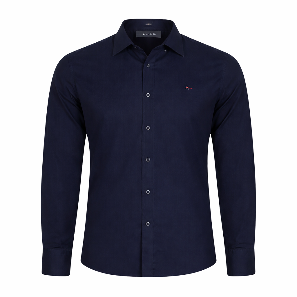 Camisa Social Slim Fit Aramis Masculina Algodão Egípcio Premium Azul Marinho