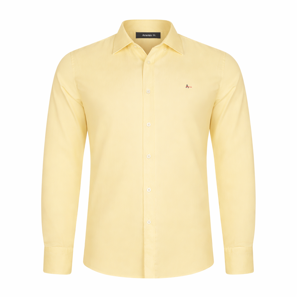 Camisa Social Aramis Masculina Algodão Egípcios Amarela